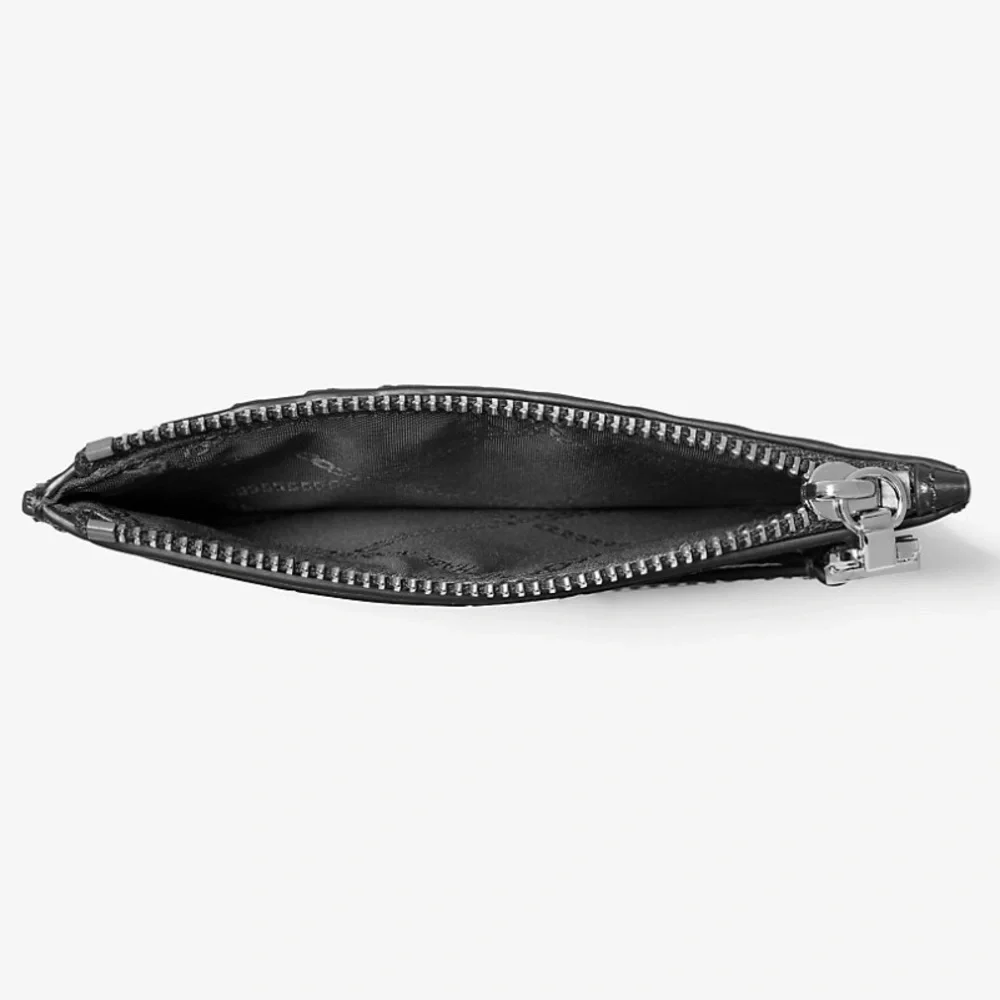 Michael Kors Empire Small Crocodile Embossed Leather Card Case Black  NWT